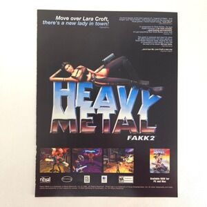 Heavy Metal FAKK 2 Video Game Print Ad Action Advertising Shooter Y2K 2000 Promo
